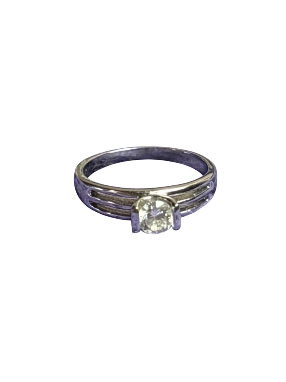 Vintage Silvertone Clear Rhinestone Ring Size 5.75